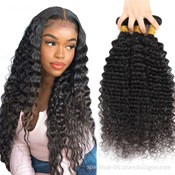 9a 100g SPARK Brazilian Remy Human Hair Bundle for Women Raw Virgin Hair Extension Natural Black Deep Wave Wave Wet and Wavy